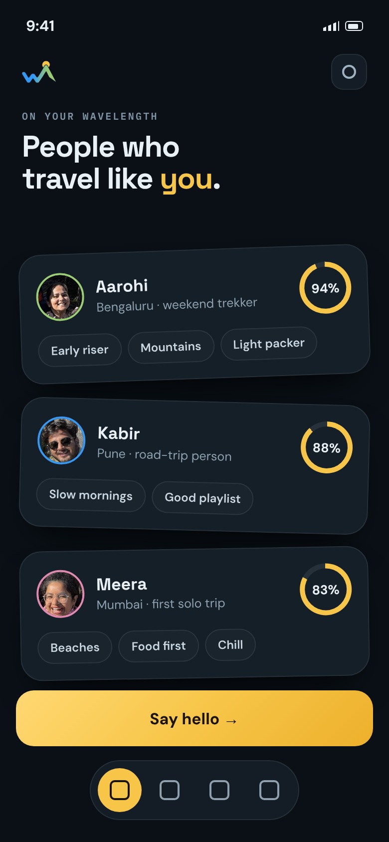 Travellers on your wavelength in the app