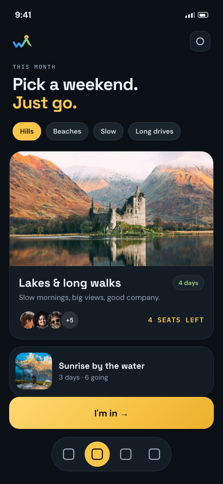 A weekend trip in the app
